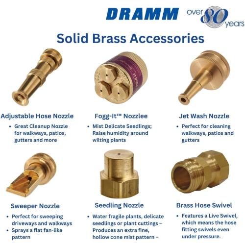 Dramm Fogg-It Mist Spray Nozzle with Brass Jets & Body, Perfect for Delicate Seedlings & Raising Humidty for Wilting Plants, Brass