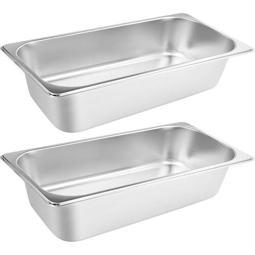 6 Deep VOISEN 2 Pack Hotel Pans,1/1 ,Anti-Jamming Steam Pan,Commercial Stainless Steel Pan, Steam Table Pans Full Size