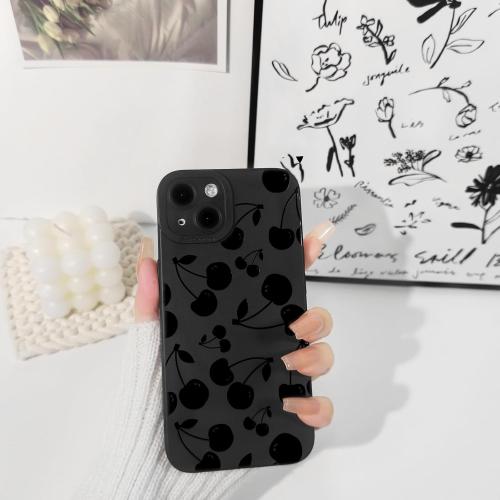 Lovmooful Compatible for iPhone 15 Plus Case Cute Cool Cherry Black Design for Girls Women Soft TPU Shockproof Protective Girly for iPhone 15 Plus-Cherry