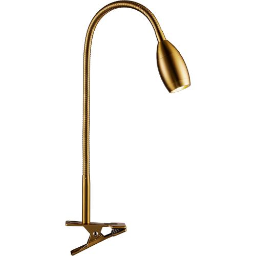 O'Bright Lumos - Versatile Clip-on Lamp: Zoomable Spotlight, Dimmable LED, Flexible Gooseneck, 4000K Light, 100% Metal Clamp - Ideal for Reading, Crafting, Work, and Headboards, Antique Brass