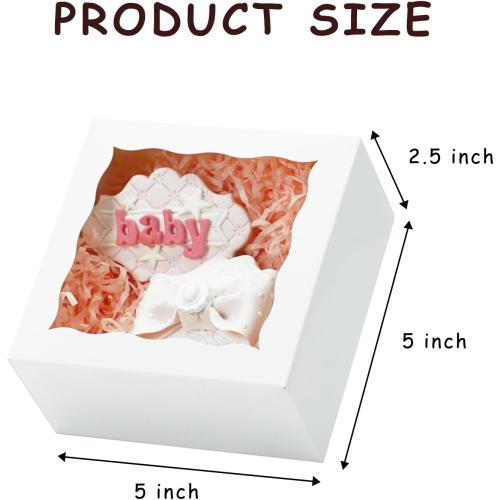 100pcs 5x5x2.5 Inch Cookie Boxes with window Bakery Boxes Dessert Treat Box Chocolate Covered Strawberries Box for Wedding Party Birthday