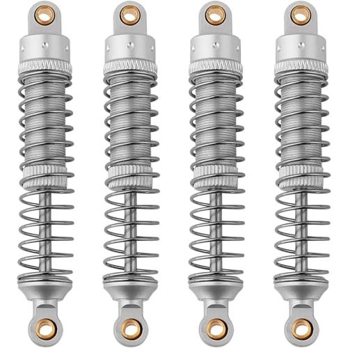 4PCS 53mm/59mm/66mm Aluminum Shocks Absorbers Oil Long Threaded Damper for 1/18 RC Crawler TRX4M TRX-4M Bronco Defender K10 Upgrade Parts (66mm Silver)