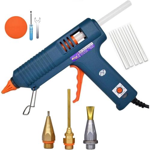 Craft Glue Gun Set, 150 Watts with 3 Copper Nozzles Temperature Adjustable DIY Repair Tool Professional Melting Glue Gun Include wrench, nozzles tips, silicone mat and 5 glue sticks
