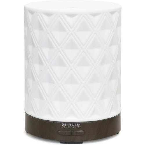 Earnest Living Essential Oil Diffuser for Large Room White Ceramic 250ml Aromatherapy Diffuser with 4 Timers 7 Night Lights and Auto Off Function for Home Gift