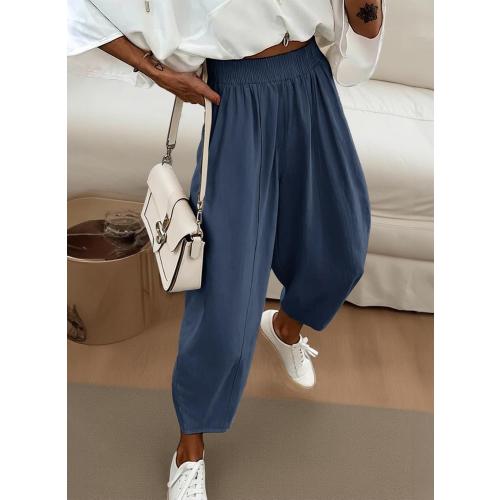 Size 22 TianZHU Womens Cotton Baggy Wide Leg Pants Casual Elastic Waisted Loose Lounge Harem Pants with Pockets