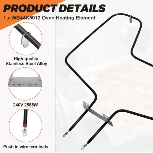 Bake Element WB44K5012 Heating Element Replacement RANGE BAKE ELEMENT wb44k5012 for GE Hot.point Kenmore Oven - Replaces 325883,340521,8029,WB44K5012E,Model #9119504190, 9114638812,and more