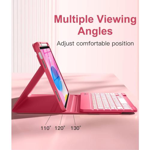 PINK Hamile iPad Case with Keyboard -  Backlit Wireless Detachable Folio Keyboard Cover with Pencil Holder for iPad (Pink)