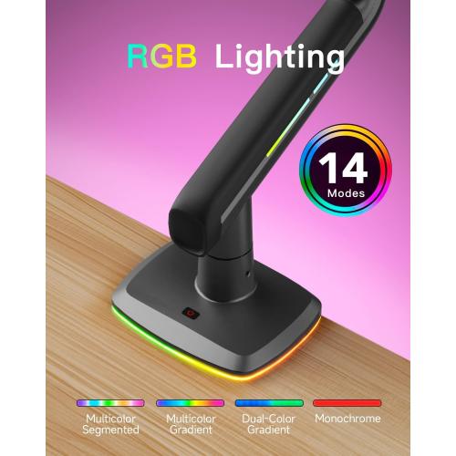 NB Gaming Monitor Arm or for 32 to 60 Inches Screen, Load up to 20 kg, VESA 75/100, RGB-Light, Heavy Duty, Multi Angle Adjustable, Premium Aluminum, Blue