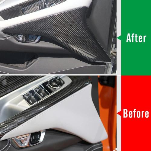 2pcs Side Door Panel Cover for C8 Corvette Stingray Z06 E-Ray HTC 2020 2021 2022 2023 2024, Genuine Carbon Fiber Door Armrest Overlay Trim