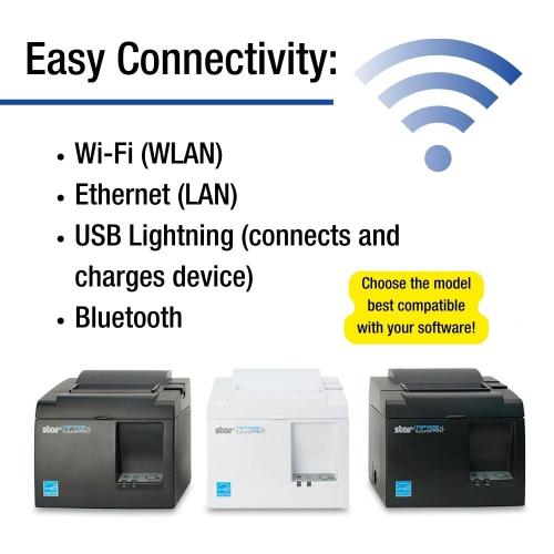 Star Micronics TSP143IIIBi Bluetooth Thermal Receipt Printer for iOS, Android, and Windows with Auto-cutter and Internal Power Supply - Gray