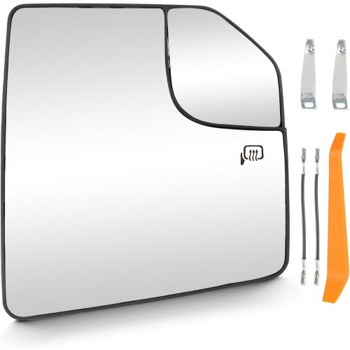 Passenger Side Heated Mirror Glass Fits for Ford F-150 2015 2016 2017 2018 2019 2020 Right Convex with Blind Spot Mirror Replacement for FL3Z17K707A