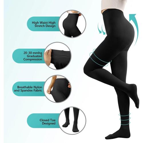 One size .....Compression Pantyhose for Women, 20-30mmHg Graduated Compression Stockings & Leggings, Closed Toe Support Hose Tights