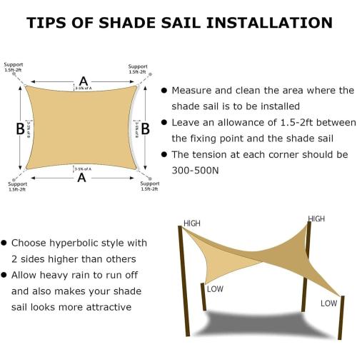 Sun Shade Sails, Garden Sail 95% UV Block Awning Canopy, Sun Shade Net for Outdoor Yard Lawn Patio (Color : Beige, Size : 4x5m)