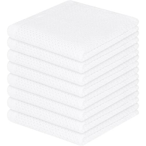 Pack of 8 Size 12x12 Color White Homaxy 100% Cotton Waffle Weave Kitchen Dish Cloths, Ultra Soft Absorbent Quick Drying Dish Towels, 12 x 12 Inches, 8-Pack, White