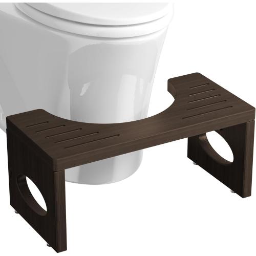 7 Inch Bamboo Toilet Stool, Foldable Poop Stool, Bathroom Step Stool Squat (Brown)