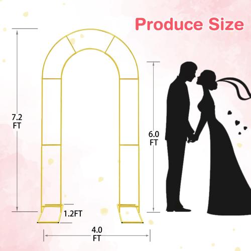 GRENTY Open Arch Backdrop Stand,7.2 FT Metal Double Arch Backdrop Frame U Shaped Wedding Arches for Wedding Ceremony, Baby Shower, Birthday Party, Graduation Party, Photo Backdrops (Gold)