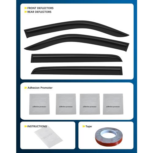 Shatterproof Tape-On Rain Guards for Dodge Ram 1500 2019-2026 Crew Cab (New Body Style), Out-Channel Window Deflectors Vent Window Visors Rain Sun Wind Guards, Not for Ram Classic