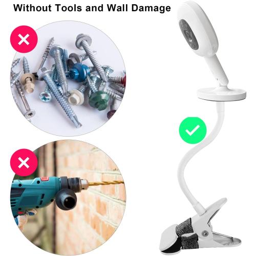 iTODOS Baby Monitor Mount Compatible with Nanit Pro Smart Baby Monitor & Flex Stand Baby Monitor, 8inches Flexible Arm Monitor Mount,Attach Your Baby Cam Wherever You Like-1pack (baby monitor not included)