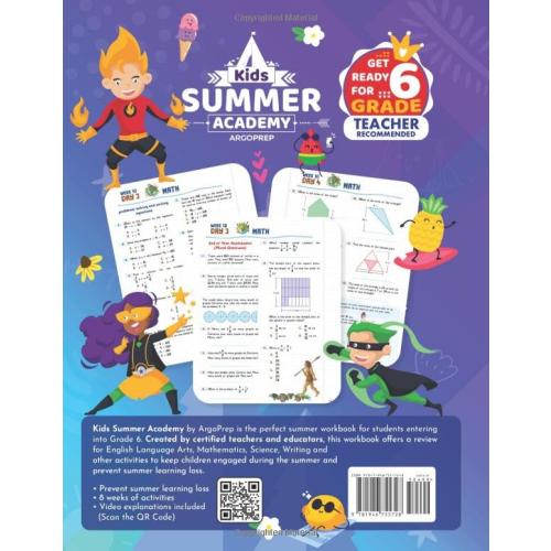 Kids Summer Academy by ArgoPrep - Grades 5-6: 8 Weeks of Math, Reading, Science, Logic, Fitness and Yoga | Online Access Included | Prevent Summer Learning Loss