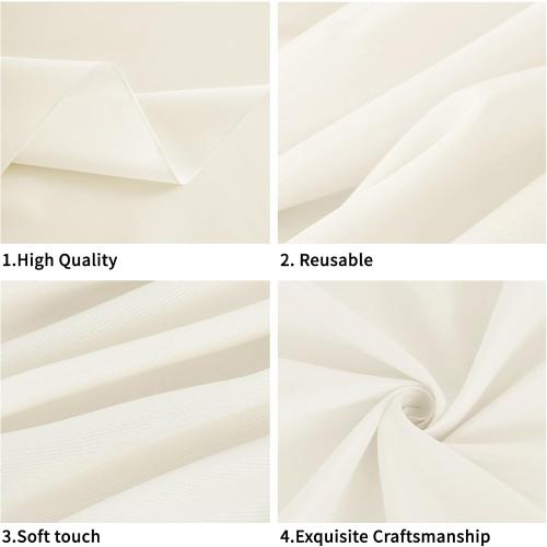 FINDYOU Ivory 6 Pack Polyester Table Cloth 60 x 102 Inch, Rectangle Tablecloths for 6 Foot Tables Washable Table Cloth for Party Wedding