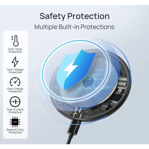 Wireless Charger for Thick Cases of 10MM/Popsocket/OtterBox, Phone Charger Pad, 15W Max Wireless Charging Pad for iPhone 16 Pro Max/15/14/13/12/11/Samsung Galaxy S24/S23/AirPods(with Adapter)