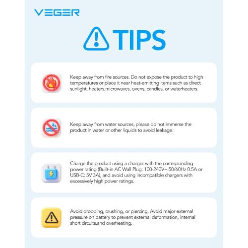 VEGER Portable Charger with Built-in AC Plug and Cables, All in One 10000mAh Ultra Slim Power Bank Travel Essentials, Fast Charging Battery Pack Compatible with iPhone, Samsung, Android (White**)