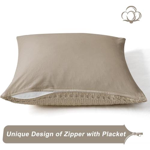 Set of 2 Size 26x26 Color Brown PHF 100% Cotton Waffle Weave Euro Sham Covers, 2 Pack 26 x 26 Bed Pillow Covers for Elegant Home Decor, No Filling, Luxury Aesthetic Soft Euro Pillow Cases for Bed, Simply Taupe