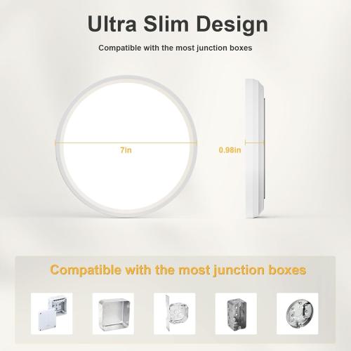 VOLISUN 8Pack 5CCT LED Flush Mount Ceiling Light, 7 inch Dimmable Ultra-Thin LED Ceiling Light Fixture, 3000K-6500K Selectable, 15W LED Ceiling Lights for Bedroom, Kitchen, Closet and Hallway (White)