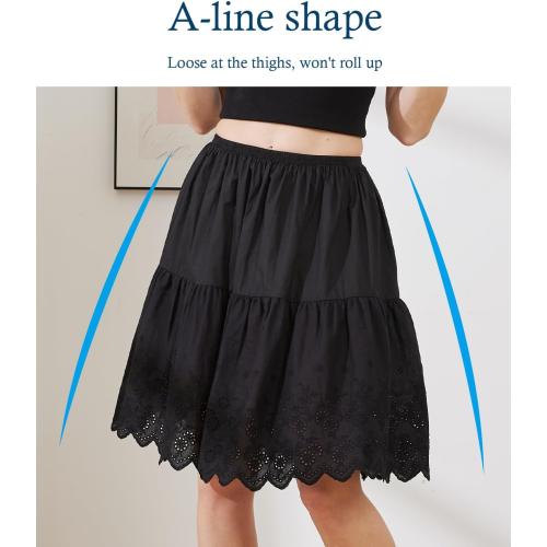 BEAUTELICATE Half Slip Skirt Extender 100% Cotton Vintage Underskirt with Lace Embroidery medium