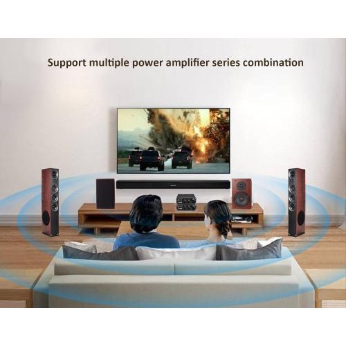 Saiyin Power Amplifier Home Audio, 80W x 2 Stereo Bluetooth Amplifier Receiver 2.0 Channel Mini Hi-Fi Class D Integrated Amp with Headphone Jack, Bass/Treble Control for Home Speakers