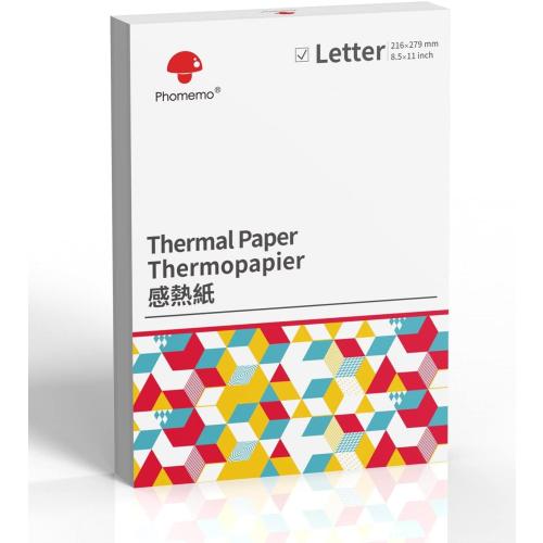 Phomemo Thermal Printer Paper 8.5 x 11 Inch, Advanced Thermal Printing, Phomemo Paper Compatible with M08F-Letter, M832, M834, A285M, with Brother Letter Portable Printer, Size 8.5 x 11, 100 Sheets