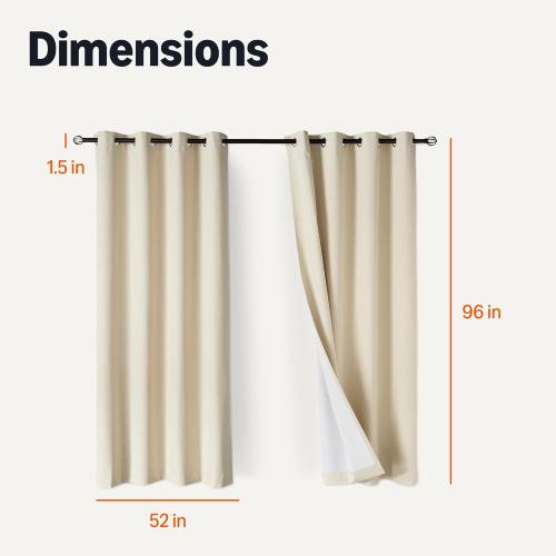 Amazon Basics 100% Blackout Curtains with Grommets, 2 Panels, 52 x 96 Inches, Beige