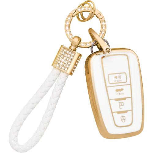 PIFOOG Key Fob Cover for Toyota RAV4 Camry Highlander Corolla 4Runner Prius Avalon CHR 4 Button Keys Case