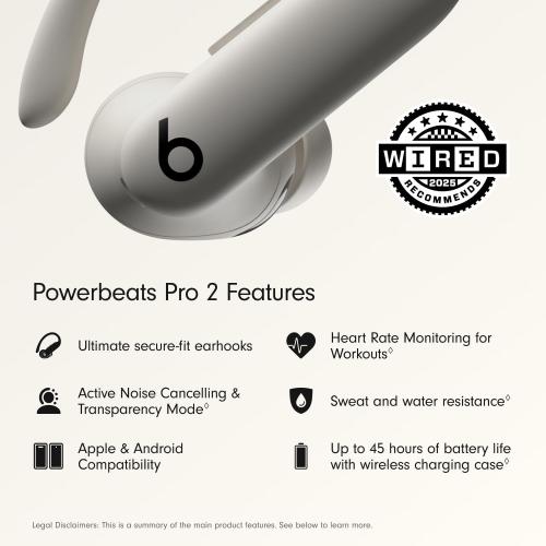 Beats Powerbeats Pro 2 - Wireless Noise Cancelling Workout Earbuds with Secure- Fit Earhooks, Up to 45-Hour Battery with Charging Case, Sweat & Water Resistant, Heart Rate Monitoring - Quick Sand