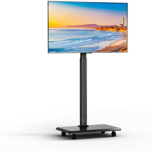 Mobile TV Cart Rolling TV Stand for 26-70 inch Screens, Mobile TV Cart Holds up to 88lbs, 25° Swivel with 6 Levels of Height Adjustment for Optimal Viewing, TV Stands for Office,Room, Outdoor,Corner