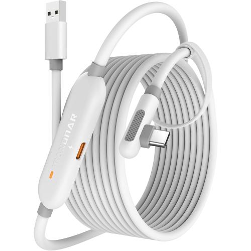 Size 16ft Maxonar VR Charging Link Cable 16FT (Next-Gen Chip) Compatible with Meta Quest 3S/Quest 3/Oculus Quest 2/Pico 4 Accessories and PC/SteamVR, Awesome Gift-5Gbps USB 3.0 to USB C Cable-White