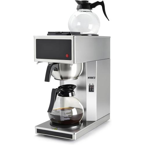VONCI 1610W Commercial Coffee Maker, 12 Cup Drip Coffee Machine, 2 Glass Carafes and 2 Warmers, Stainless Steel Housing & Funnel, Industrial Coffee Maker for Offices, Hotels, Home
