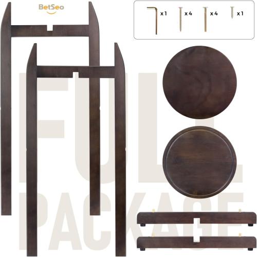 Natural Solid Wood Water Dispenser Floor Stand (32.8 Hight-11.2 Wide) Drink Dispenser Floor Stand with 2 Round Shelfs Included for 1-5 Gallon Water Bottles/Crocks, Water Jug (Walnut Color)