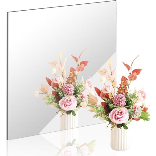 DARENYI 20x20 in Acrylic Mirror Sheet for Wall, 2.5mm Thick Unbreakable Non Glass Body Mirror Tile Self Adhesive Mirror Stickers Rectangular Wall Mirror for Bathroom Bedroom Home Gym Door Decor