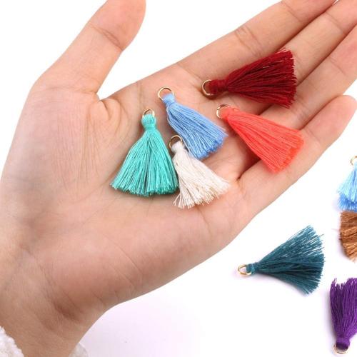 MSCFTFB 100 Pieces Mini Tassels Mala Tassel Kit with Jump Rings for Earring Necklace Jewelry Making Garland Keychain Charms Crafts Decorations (White)