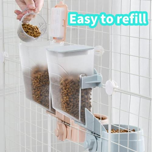 Oncpcare 1L Rabbit Cage Automatic Feeder Food Dish Small Animal Bin Feeder with Lid for Bunny Cat Ferret Chinchilla Guinea Pig
