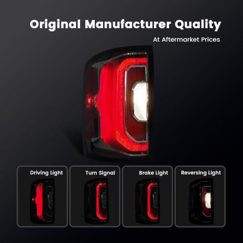 Led Tail Light Compatible with 2016 2017 2018 GMC Sierra 1500 Denali SLT Taillight Rear Brake Signal Lamp Assembly Replace OEM #84365930 84233587 (Left Driver Side)