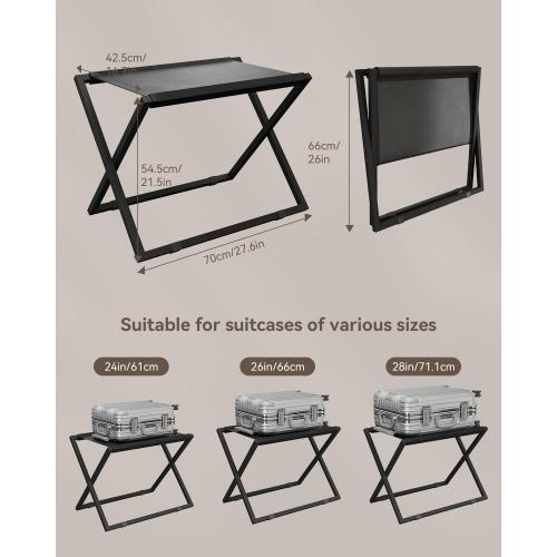 IBUYKE Luggage Rack for All Suitcase Sizes,Foldable Suitcase Stand,Metal Luggage Holder,Easy to Assemble for Bedroom Living Room Hotel,Black TLR001B