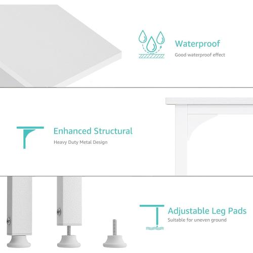 Lufeiya White Desk with Fabric File Drawers Cabinet, 47 Inch Reversible Computer Desk with Filing Cabinet for Bedroom Small Space Home Office, Modern Writing Table PC Desks, White