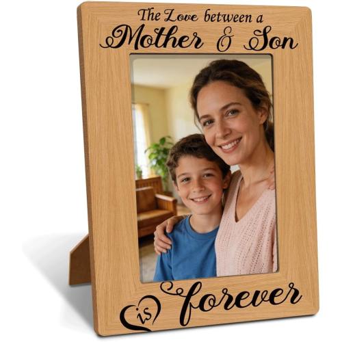 Mother Gift from Son, Mom Son Photo Frame Decor, The Love Between a Mother & Son is Forever Picture Frames 4x6 Inches for Wall & Tabletop Display, Photo Gifts Wooden Picture Frame, Mother's Day Gift