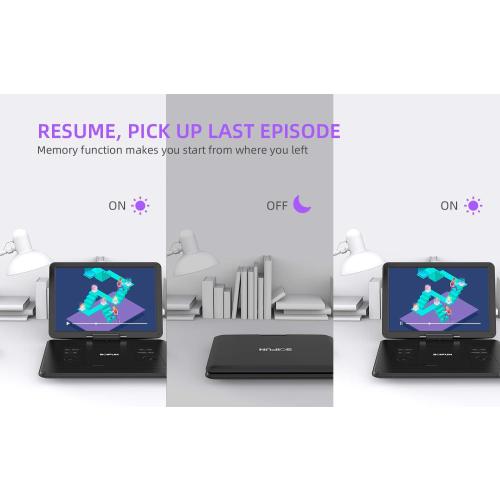 17.5 Portable DVD Player with 15.6 Large HD Screen, 6 Hours Rechargeable Battery, Support USB/SD Card/Sync TV and Multiple Disc Formats, High Volume Speaker, Black