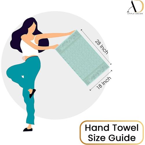 Ample Decor 100% Cotton Hand Towel for Kitchen Set of 2 Mint Green, Absorbent Premium Quality, Oeko TEX Certified, for Bathroom, Hotel, Spa, Gym, Kitchen - 18 X 28 Inch - Mulaayam Collection