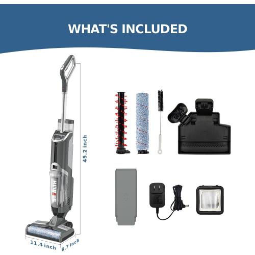 Stealth ECVP01 Cordless Wet Dry Vacuum Cleaner, Smart Vacuum Mop with Self-Cleaning Detachable Battery for Hard Floor Area Rugs Carpet, LCD Display, 30min Runtime, Voice Prompt