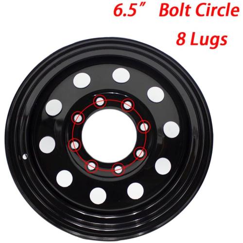 Black 16x6 Trailer Rim Wheel 8 Lug Holes On 6.5 8x6.5 16 inch 16 X 8 x 6.5 Bolt Circle Steel Equipment Trailer Rim Wheel
