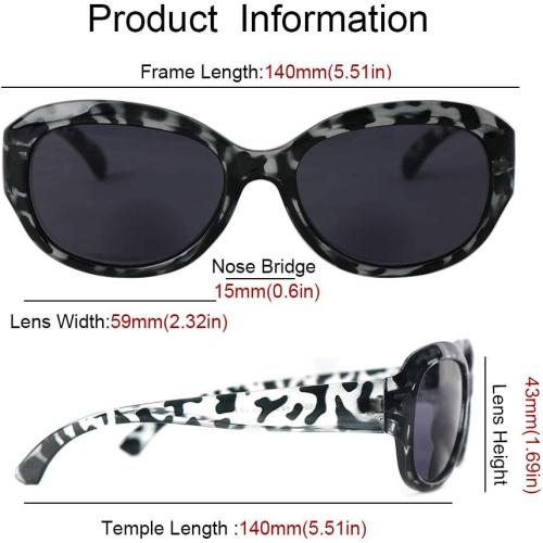 Hyyiyun Bifocal Reading Sunglasses for Women 4 Pairs Vintage Jackie Oval Ladies Oversize Cateye Readers